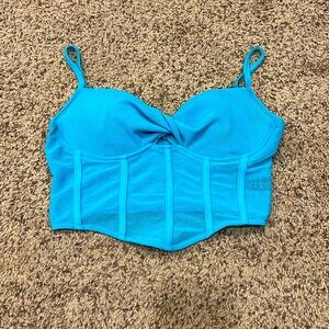 Blue sparkly Mesh crop top size s
